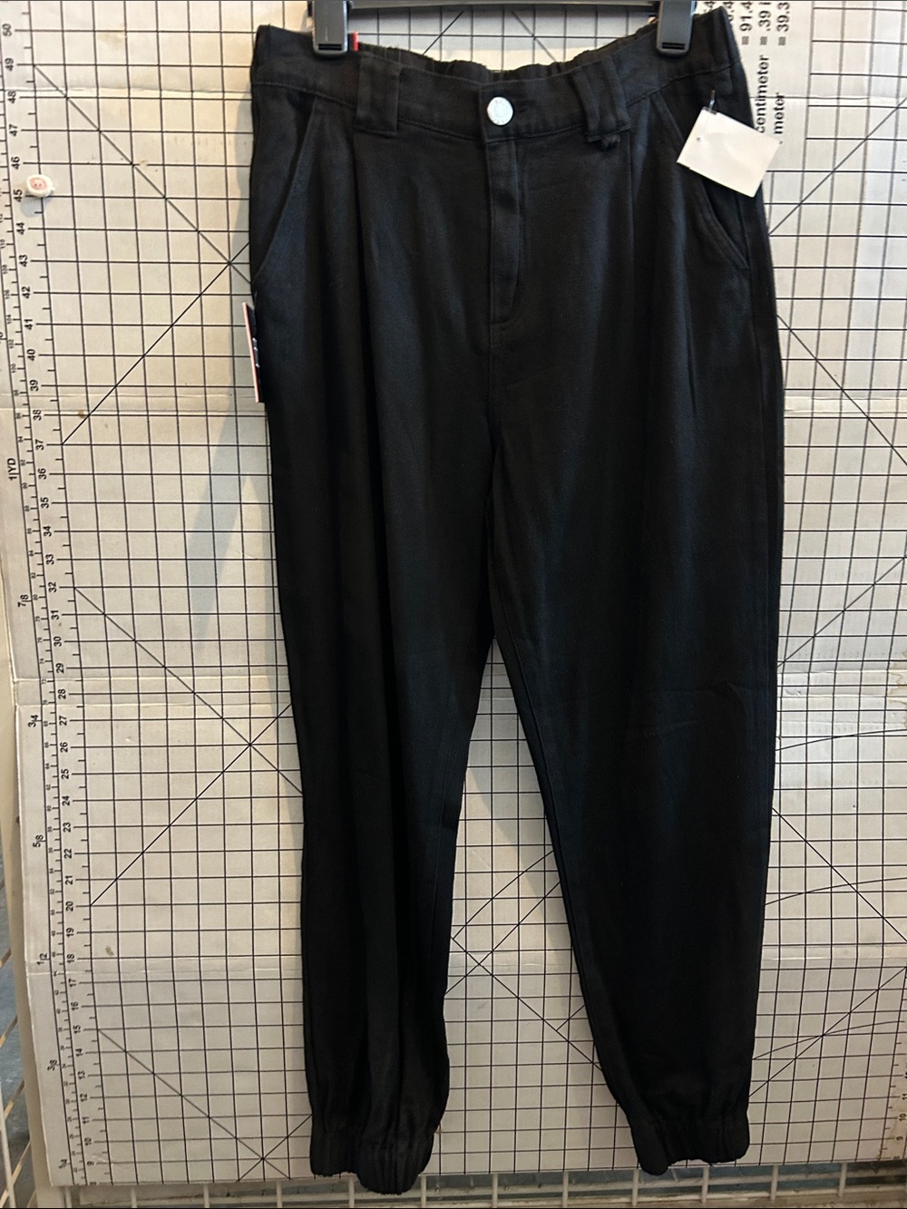 Boom Boom Jeans Black Elastic-Cuff Casual Pants